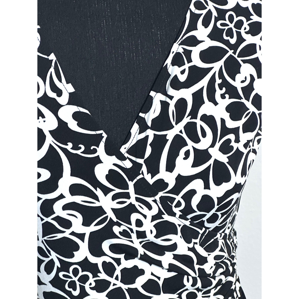 London Times Petite Women's Dress Black & White Cap Sleeve Dress Size 10P - Picture 11 of 16
